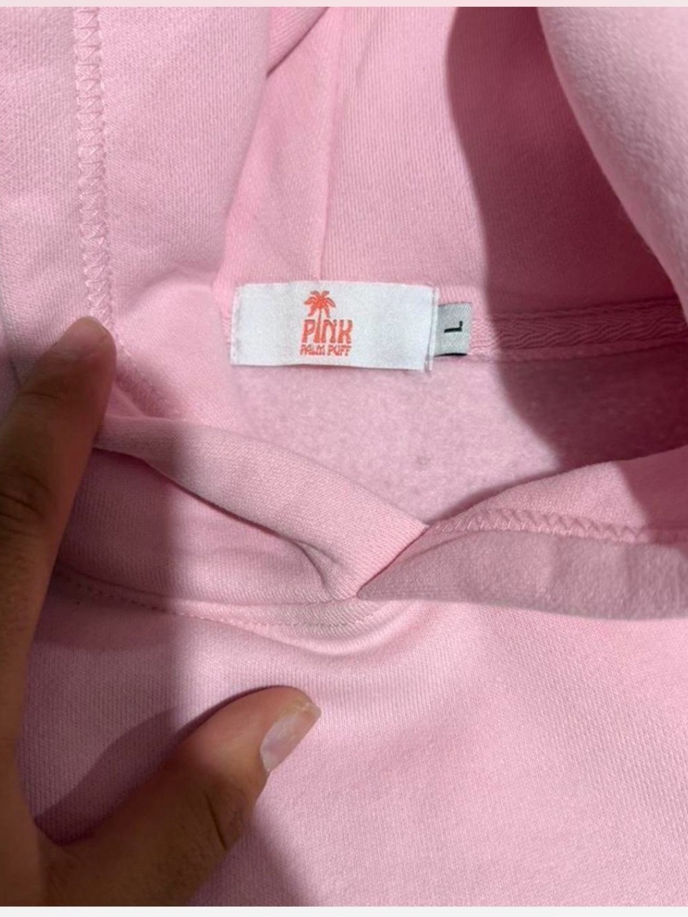 Pink Palm Puff Women's Pink Graphic Hoodie Sweater - Picture 5 of 5